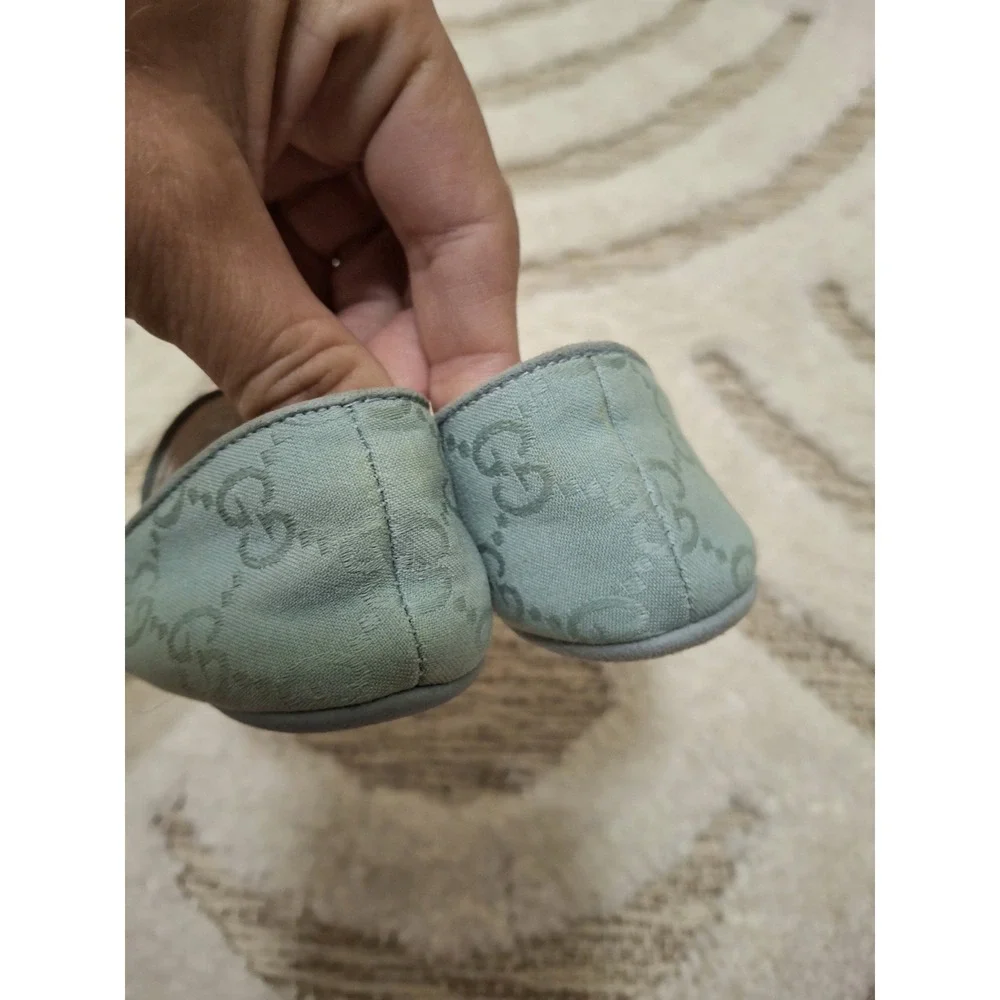 Gucci Infant Baby First Shoes Size 18 Tiffany Blue Monogram Preowned